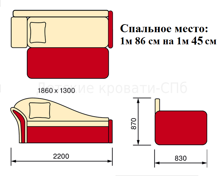 Детский диван размеры